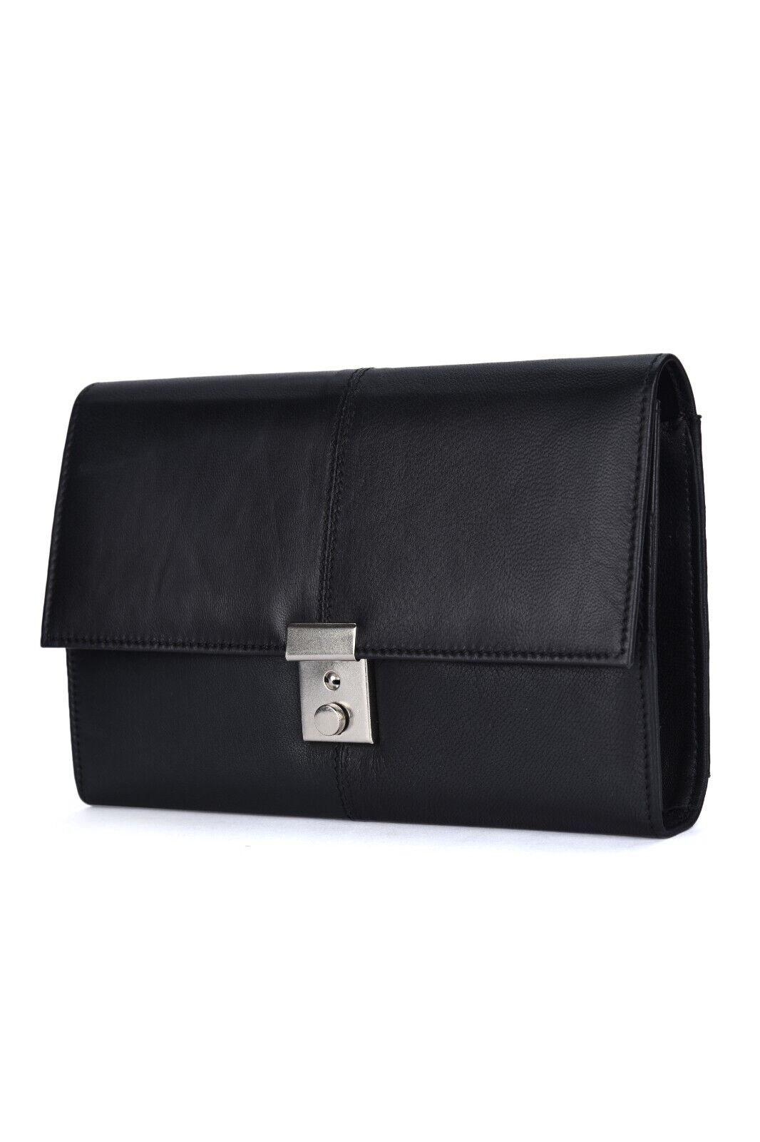 Leather TRAVEL Document WALLET ORGANISER with lock for Passport Notes