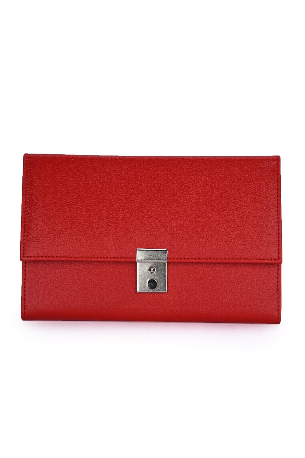 Vegan Leather TRAVEL Document WALLET ORGANISER with lock for Passport Red Burg