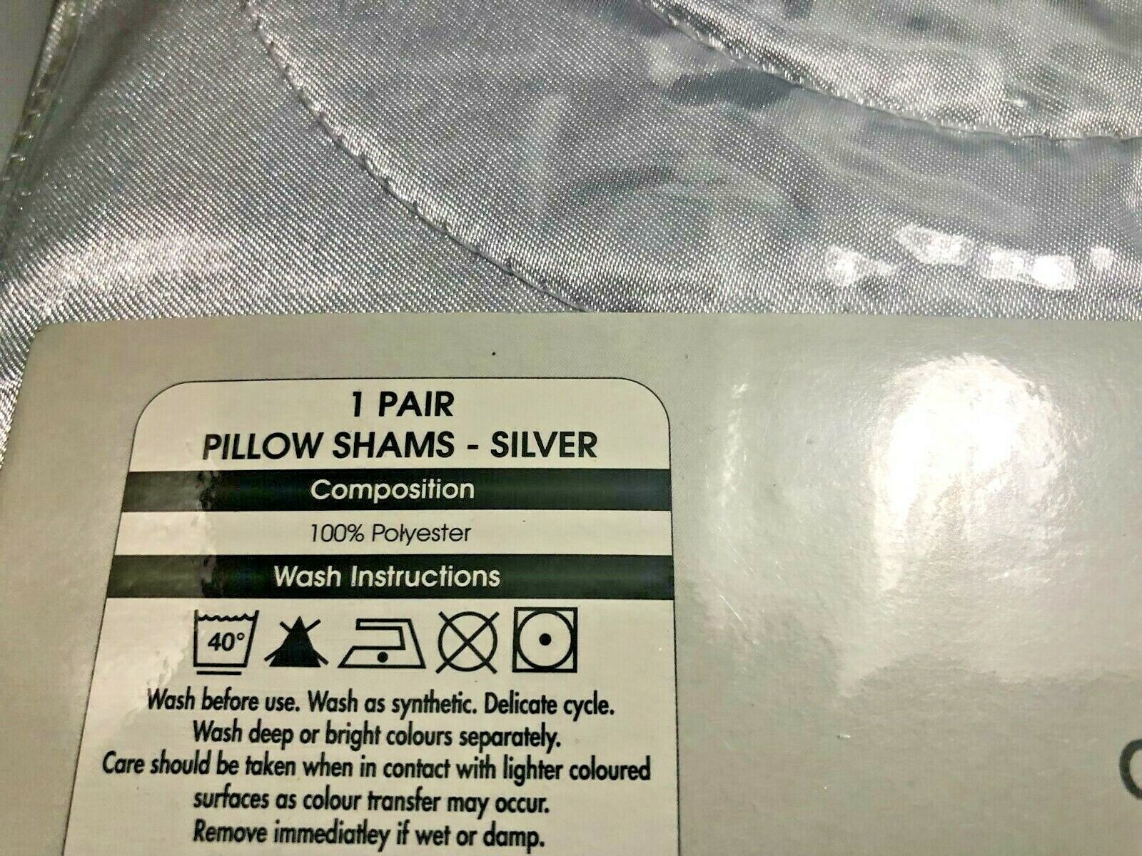SILVER GREY Pillowcase Pairs QUILTED SATIN EFFECT EMBOSSED PAIR PILLOW