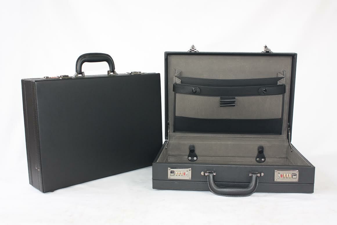 Professional Mens Leather Executive Black Brown Briefcase with Locks