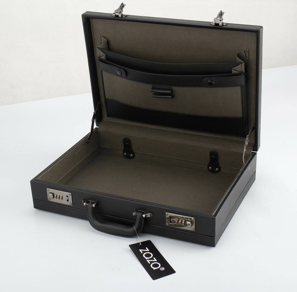 Professional Mens Leather Executive Black Brown Briefcase with Locks