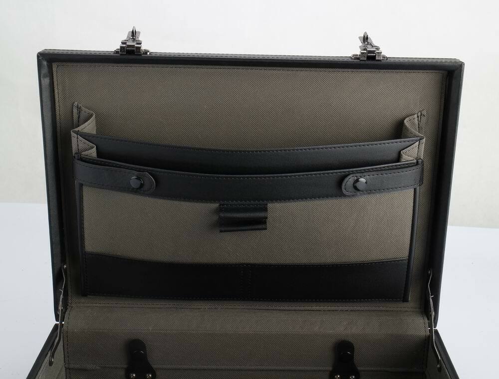 Professional Mens Leather Executive Black Brown Briefcase with Locks