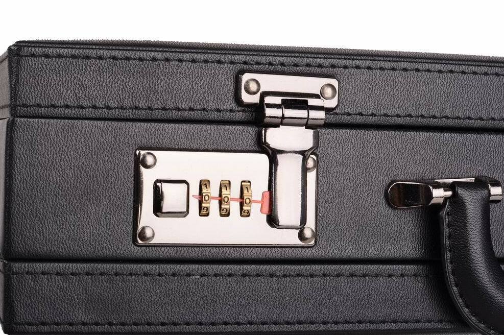 Professional Mens Leather Executive Black Brown Briefcase with Locks