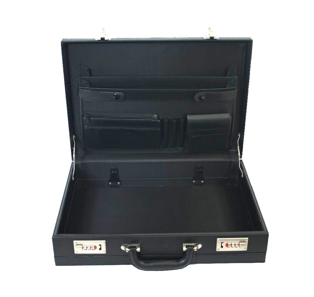 Professional Mens Leather Executive Black Brown Briefcase with Locks