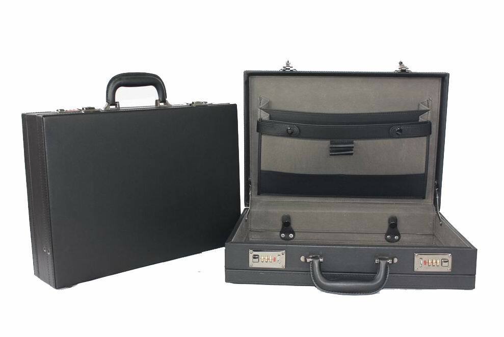 Professional Mens Leather Executive Black Brown Briefcase with Locks