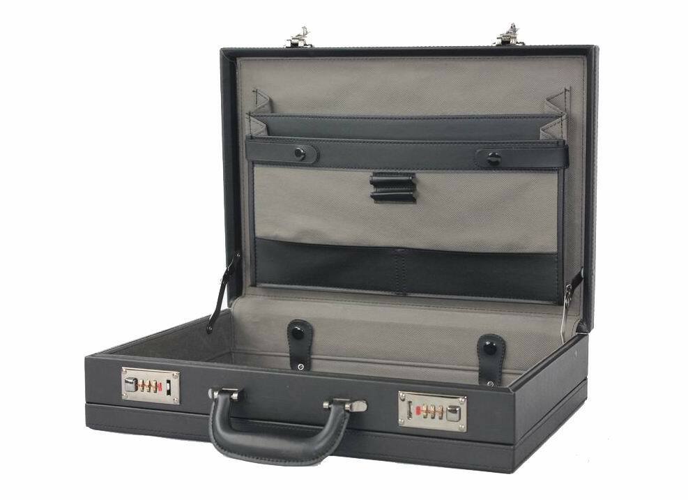 Professional Mens Leather Executive Black Brown Briefcase with Locks