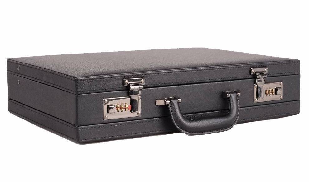 Professional Mens Leather Executive Black Brown Briefcase with Locks