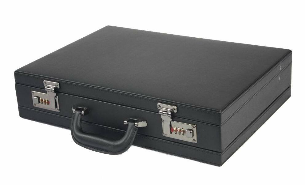 Professional Mens Leather Executive Black Brown Briefcase with Locks