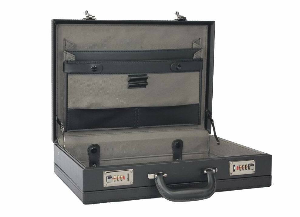 Professional Mens Leather Executive Black Brown Briefcase with Locks