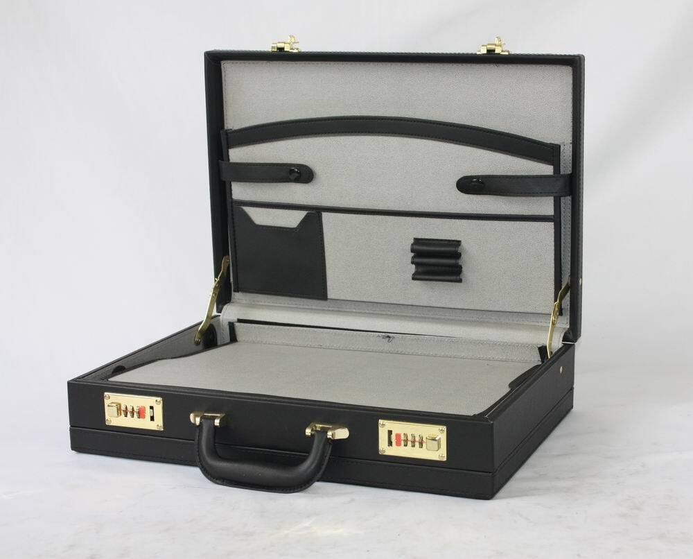 Professional Mens Leather Executive Black Brown Briefcase with Locks