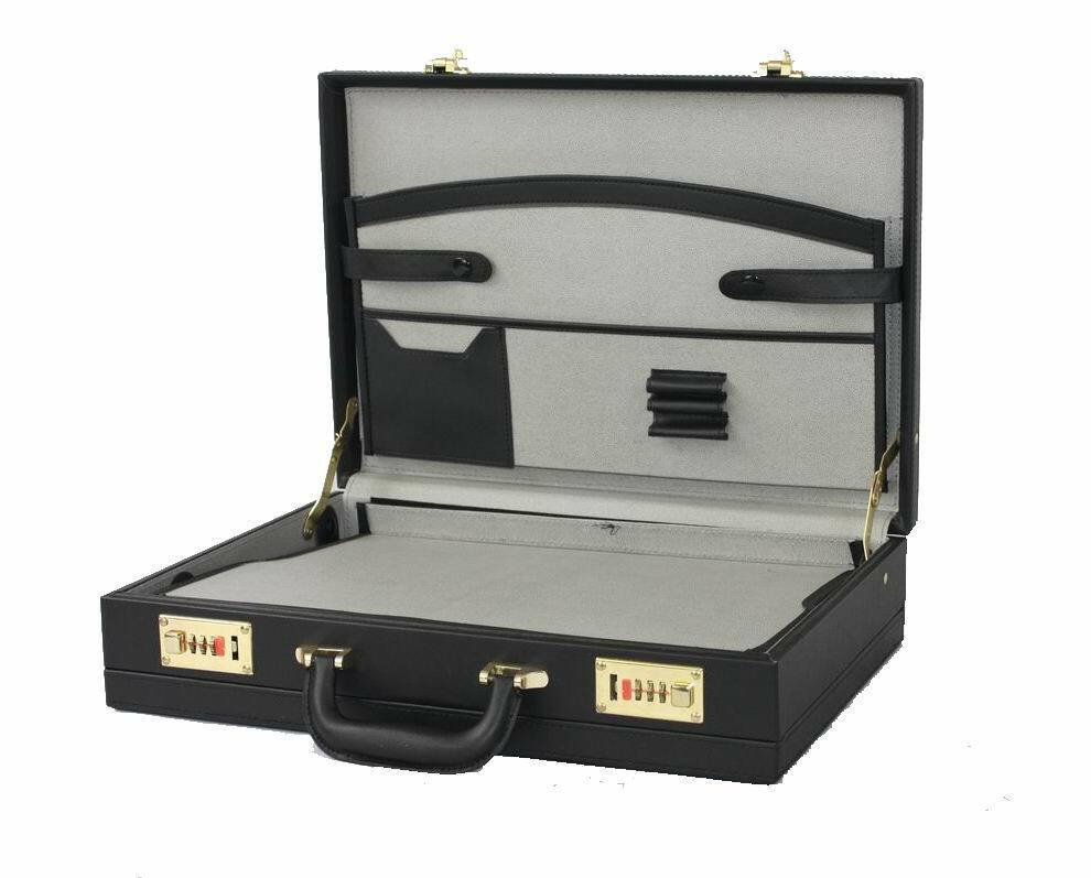 Professional Mens Leather Executive Black Brown Briefcase with Locks