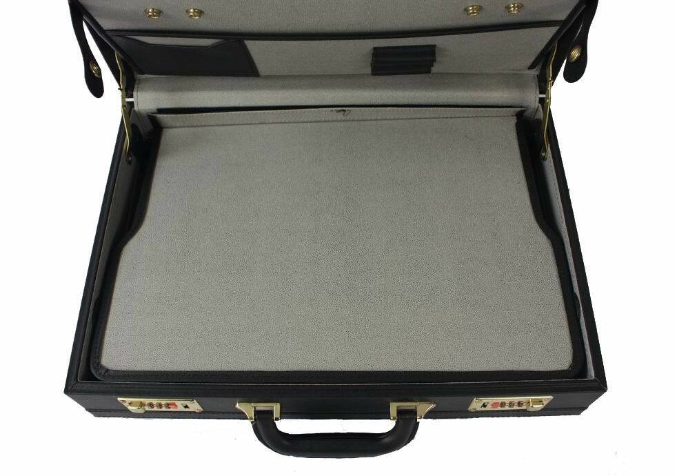 Professional Mens Leather Executive Black Brown Briefcase with Locks