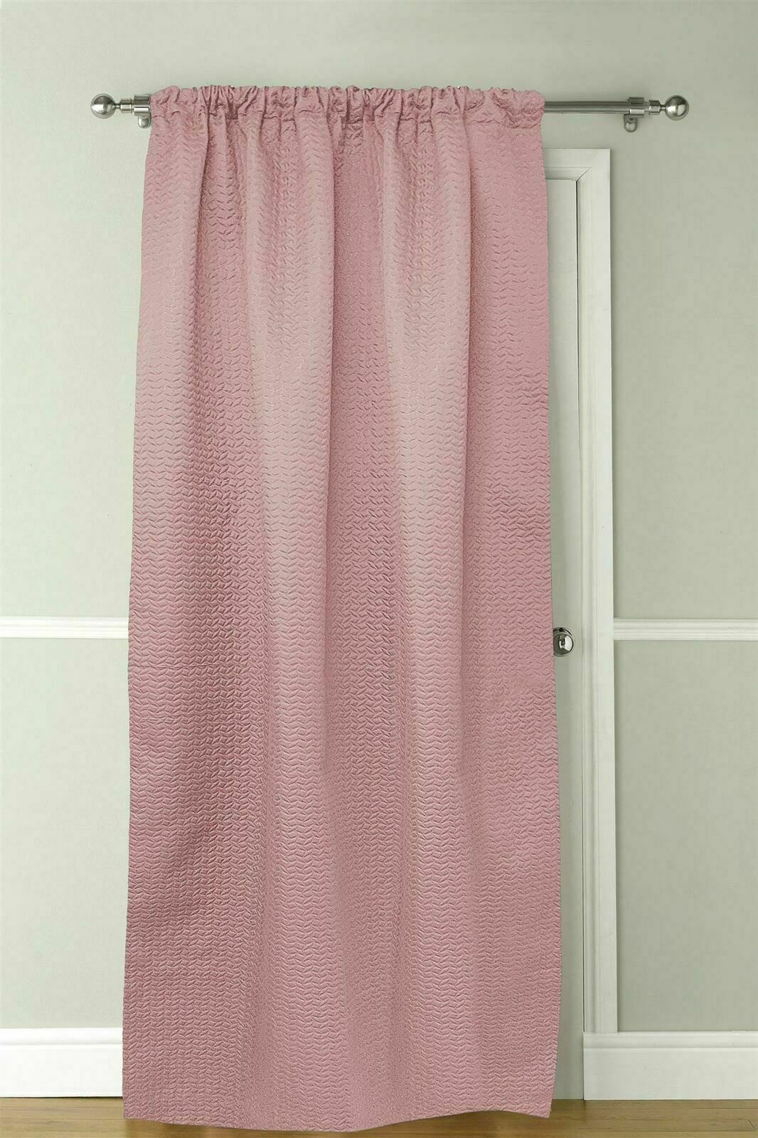 PINK THERMAL DOOR CURTAIN PANEL ENERGY SAVING REDUCE HEAT LOSS EMBOSSED