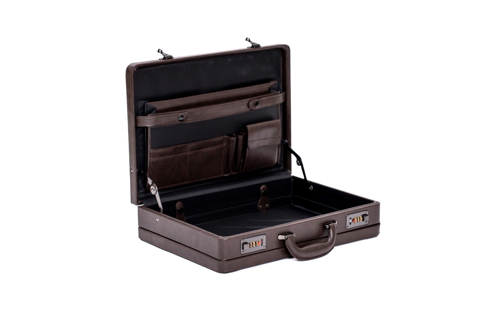 Professional Mens Leather Executive Black Brown Briefcase with Locks
