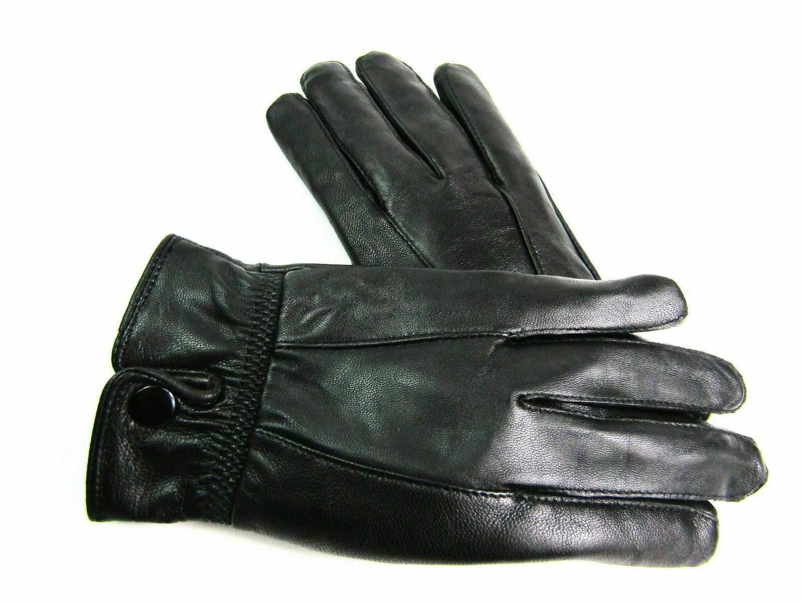 Ladies Soft Winter Nappa Leather Gloves Press Stud Cuff
