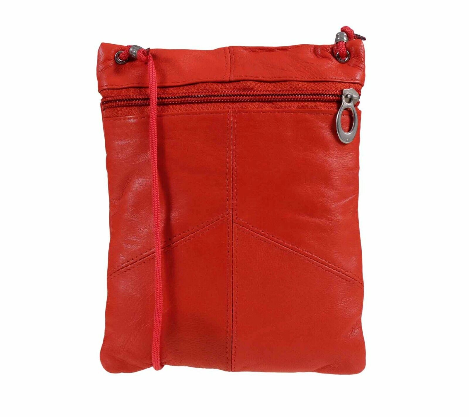 Ladies Travel Bag Leather Shoulder Neck Purse Cross Body Tote Red