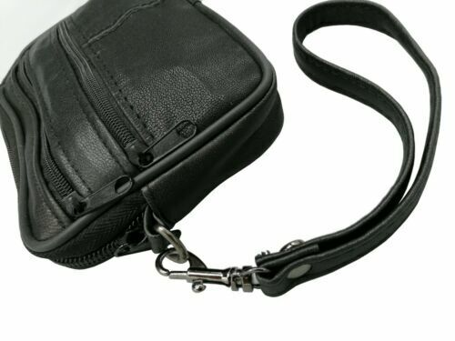 Leather Coin Pouch Wallet Card Cigarette Purse With Belt Loop Black