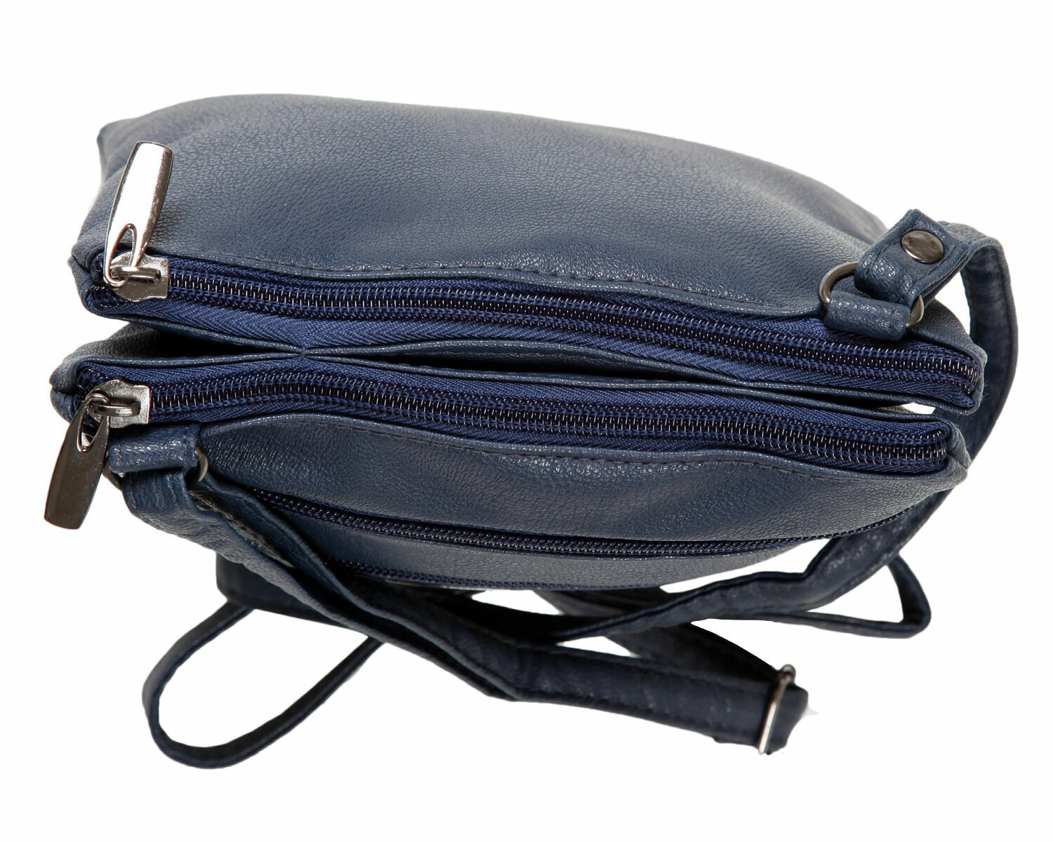 Ladies Womens Small Faux Leather Cross-Body/Shoulder Bag with 4 Zip Compartments