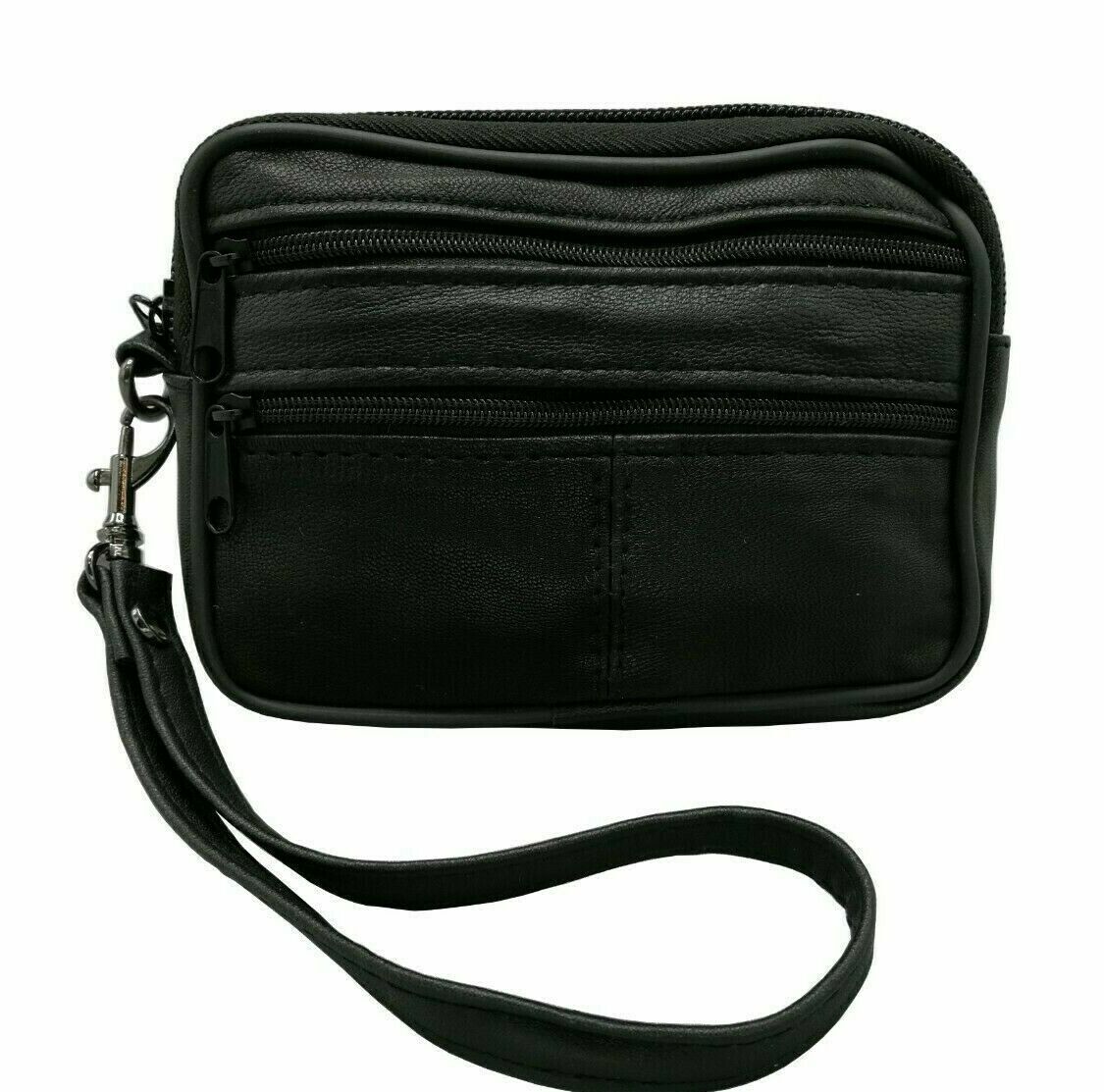 Leather Coin Pouch Wallet Card Cigarette Purse With Belt Loop Black