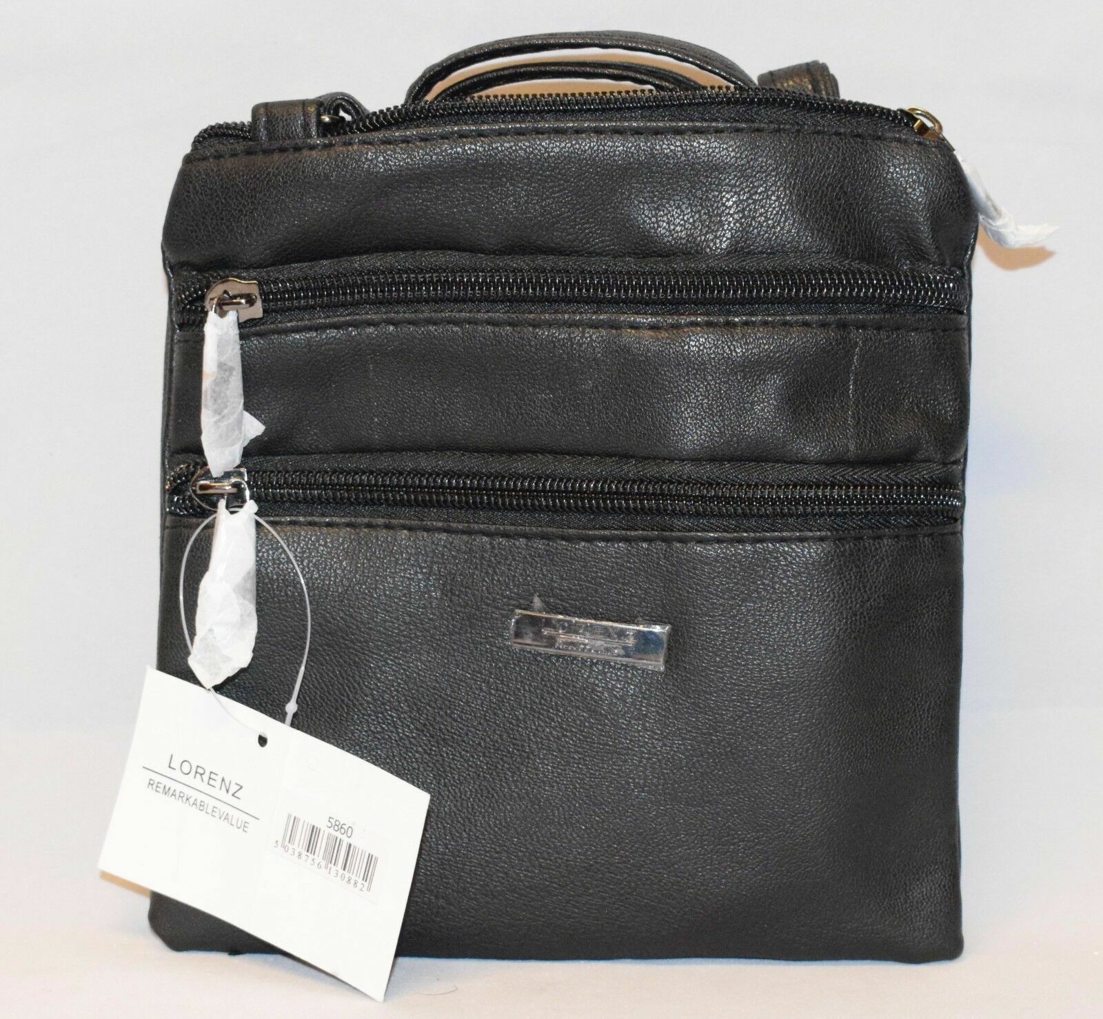 Ladies Womens Small Faux Leather Cross-Body/Shoulder Bag with 4 Zip Compartments