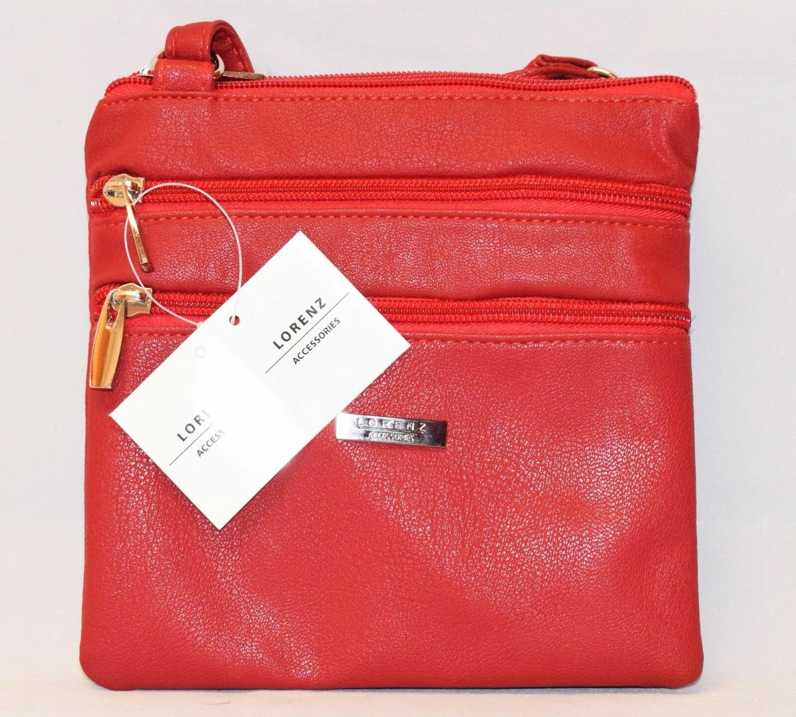 Ladies Womens Small Faux Leather Cross-Body/Shoulder Bag with 4 Zip Compartments