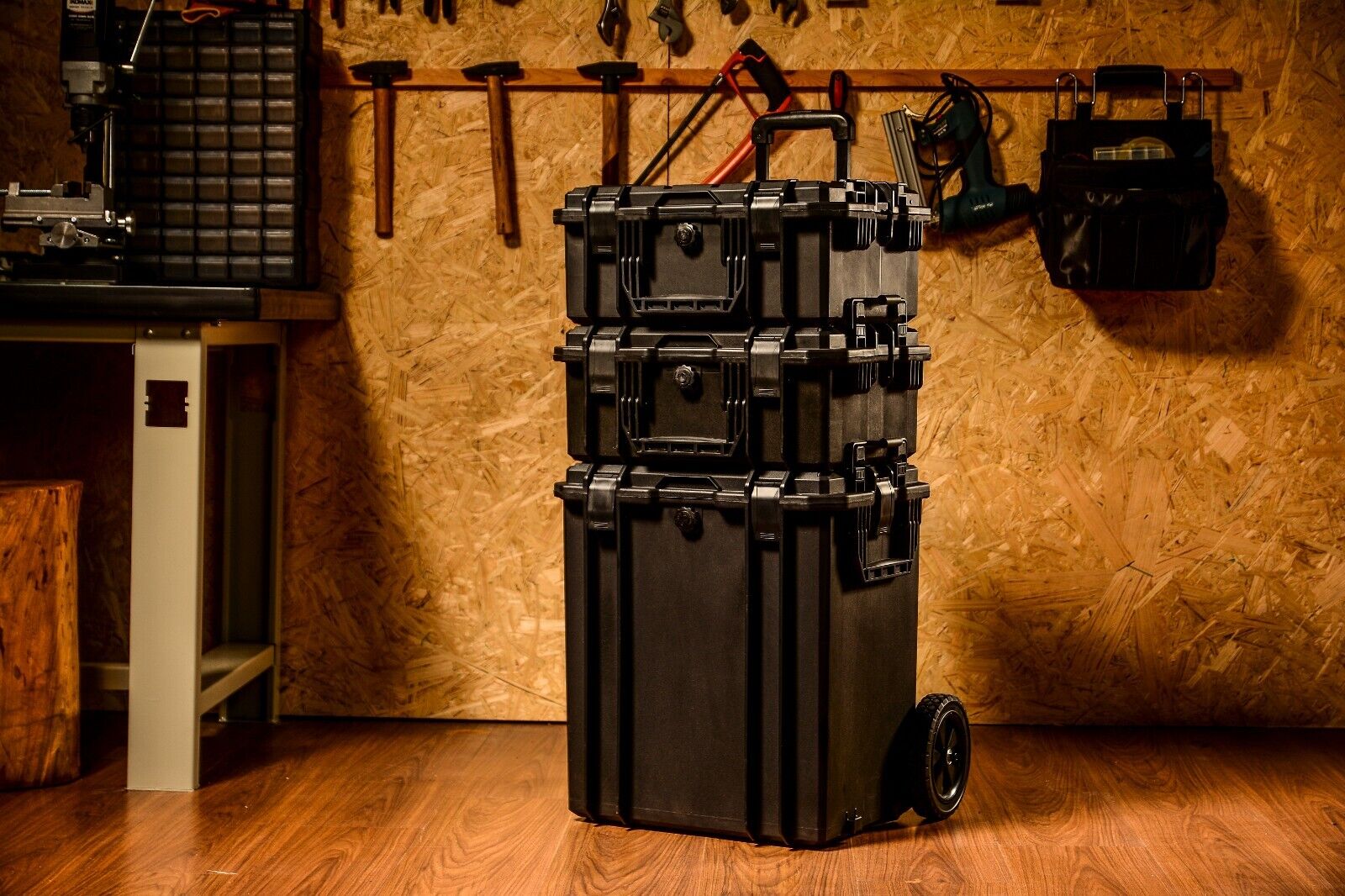 Mobile Chest Trolley Cart Storage Cabinet Tool Box Garage Black