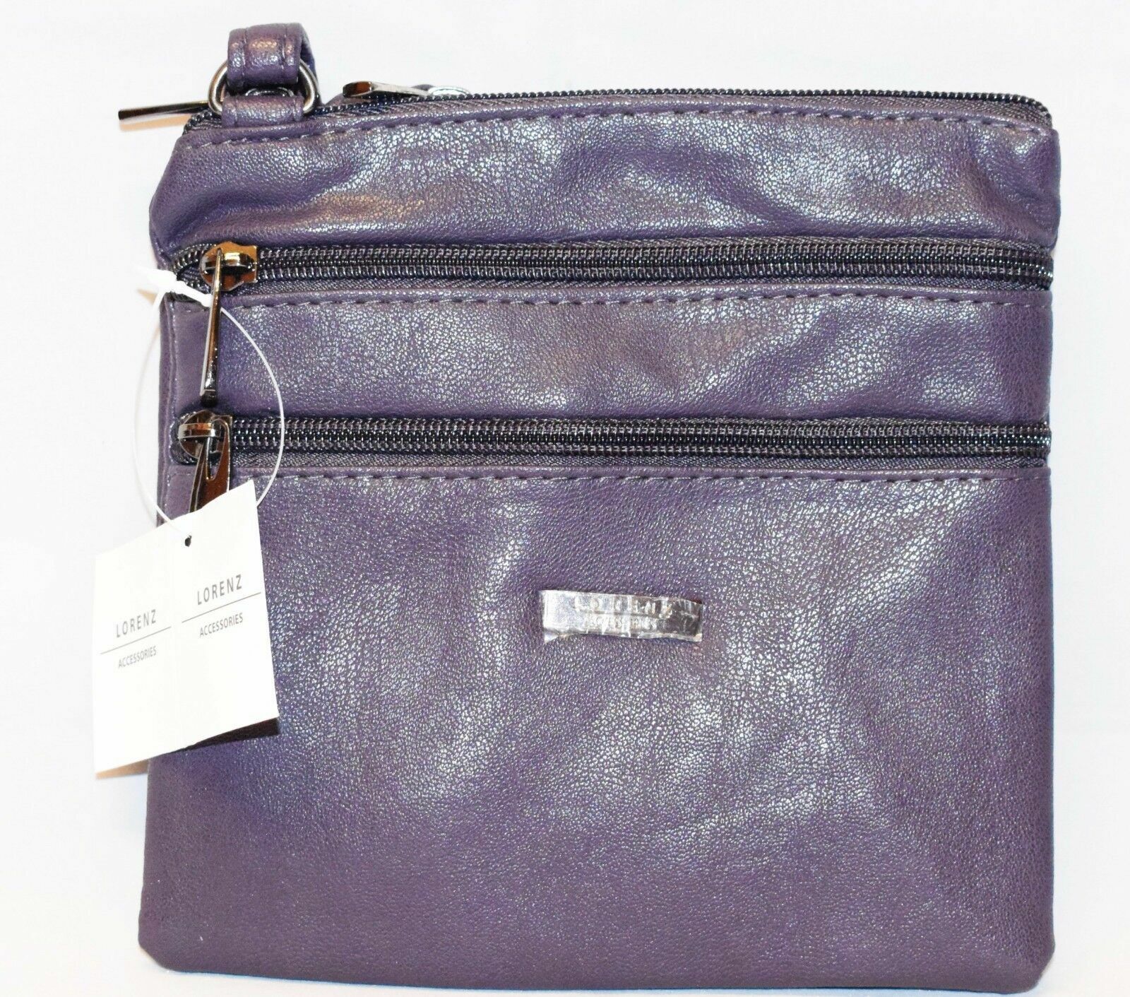 Ladies Womens Small Faux Leather Cross-Body/Shoulder Bag with 4 Zip Compartments