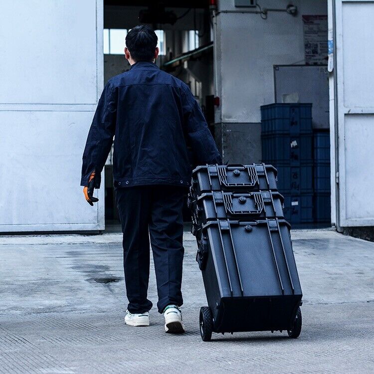 Mobile Chest Trolley Cart Storage Cabinet Tool Box Garage Black