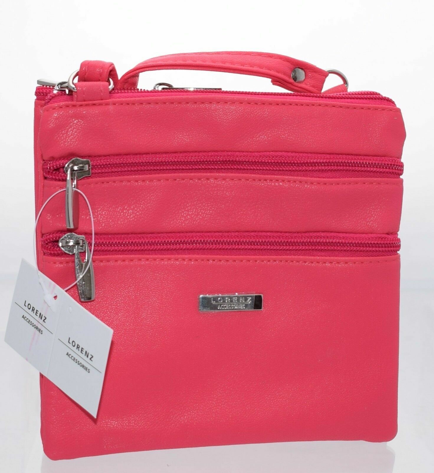 Ladies Womens Small Faux Leather Cross-Body/Shoulder Bag with 4 Zip Compartments