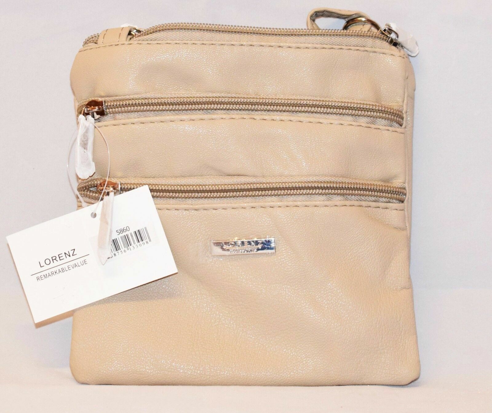 Ladies Womens Small Faux Leather Cross-Body/Shoulder Bag with 4 Zip Compartments