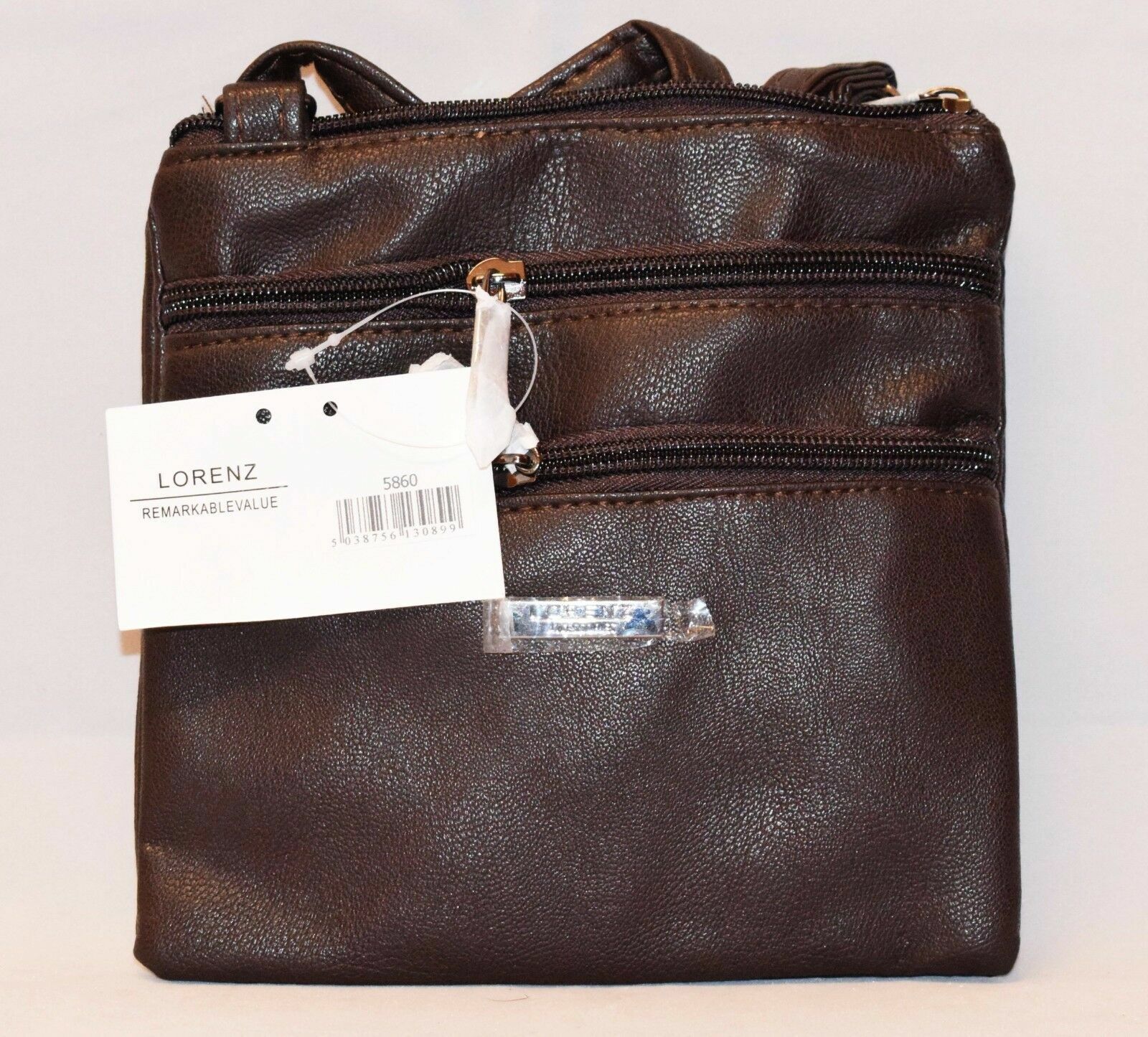 Ladies Womens Small Faux Leather Cross-Body/Shoulder Bag with 4 Zip Compartments
