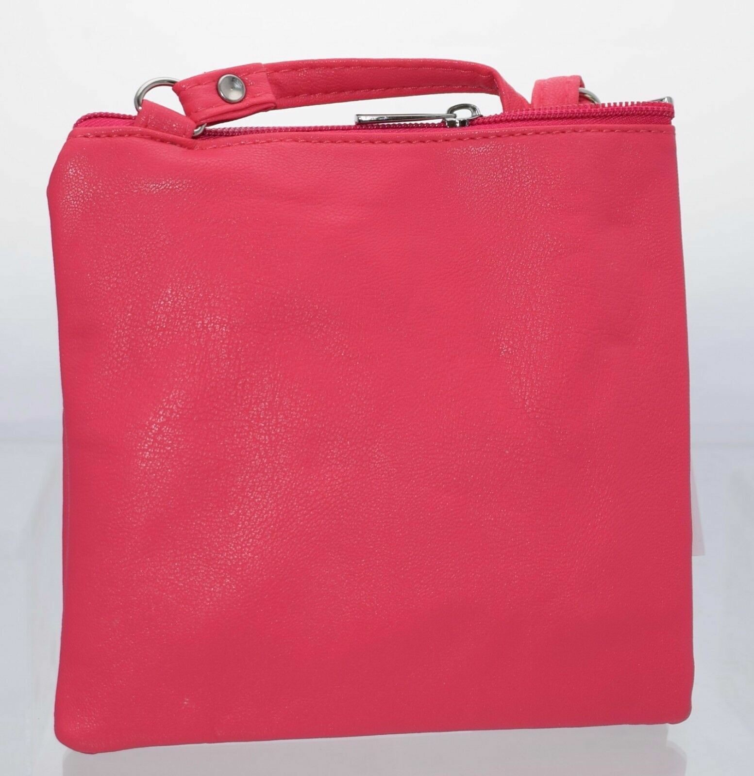 Ladies Womens Small Faux Leather Cross-Body/Shoulder Bag with 4 Zip Compartments