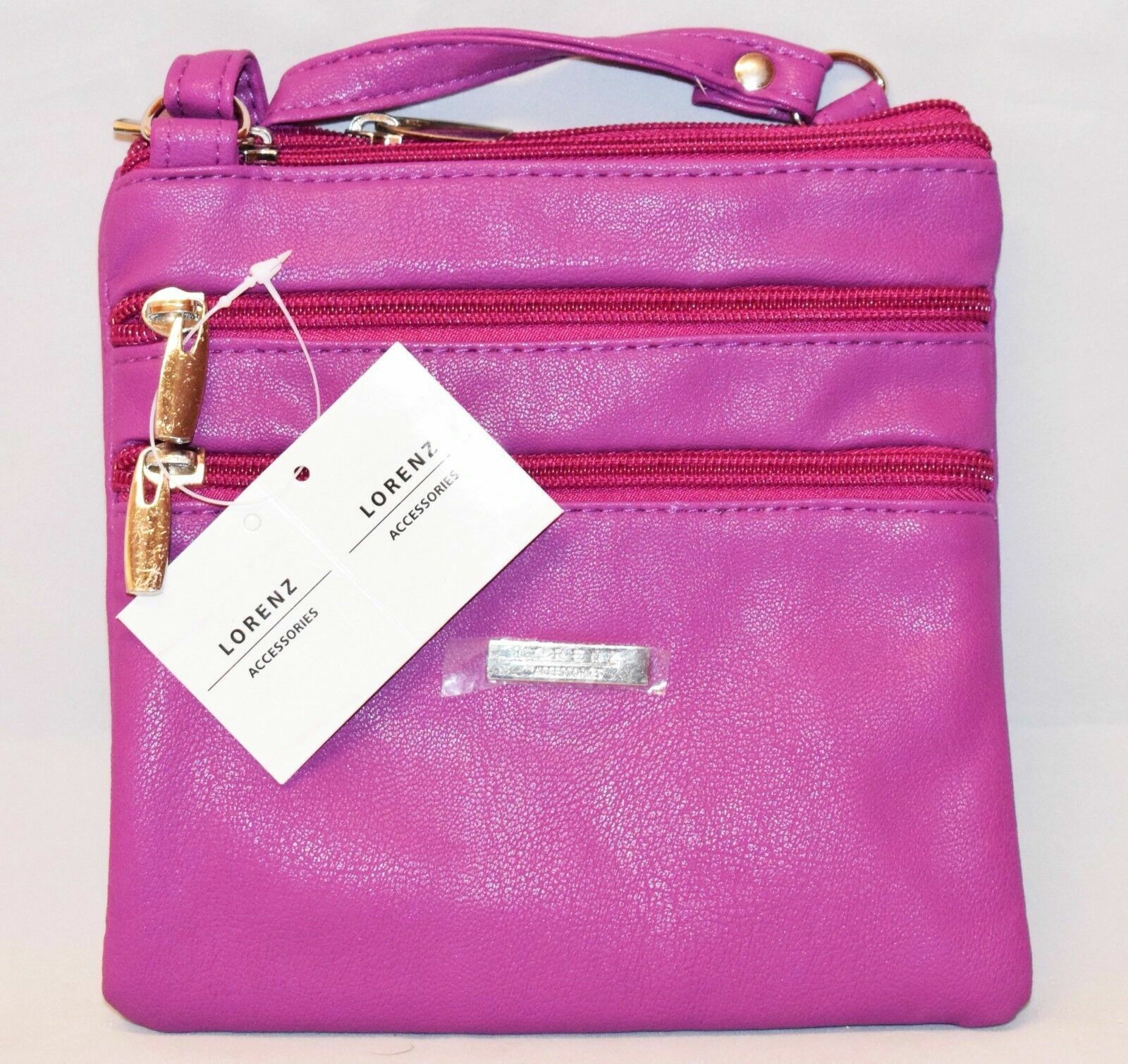 Ladies Womens Small Faux Leather Cross-Body/Shoulder Bag with 4 Zip Compartments