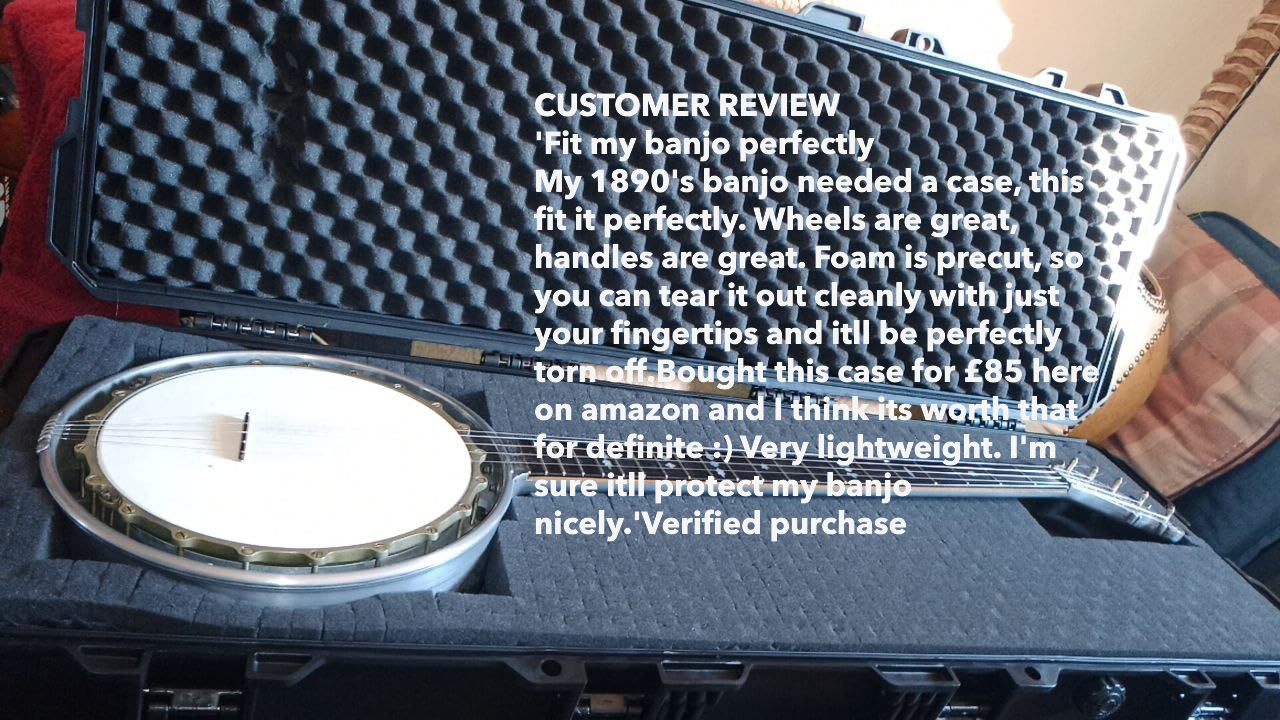 Wheeled Electric Guitar Instrument Hard Case - Black (Wave and pick and pluck)