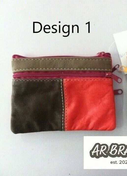 Small Coin Card Wallet Zip Pouch Purse Leather Multi Design