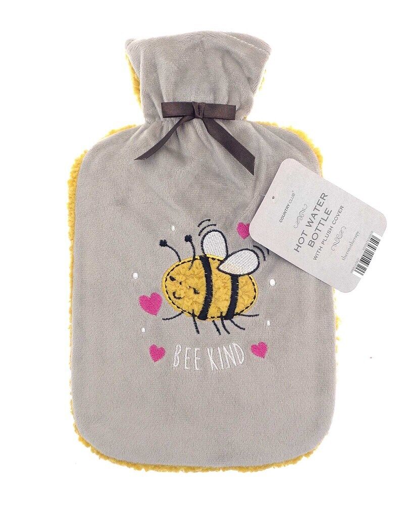 Hot Water Bottle Luxury Cosy Knitted Faux Fur Plush Jacquard Trendy 2 Litre UK