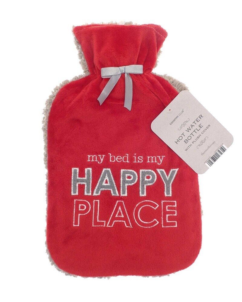 Hot Water Bottle Luxury Cosy Knitted Faux Fur Plush Jacquard Trendy 2 Litre UK