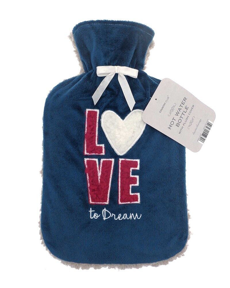 Hot Water Bottle Luxury Cosy Knitted Faux Fur Plush Jacquard Trendy 2 Litre UK