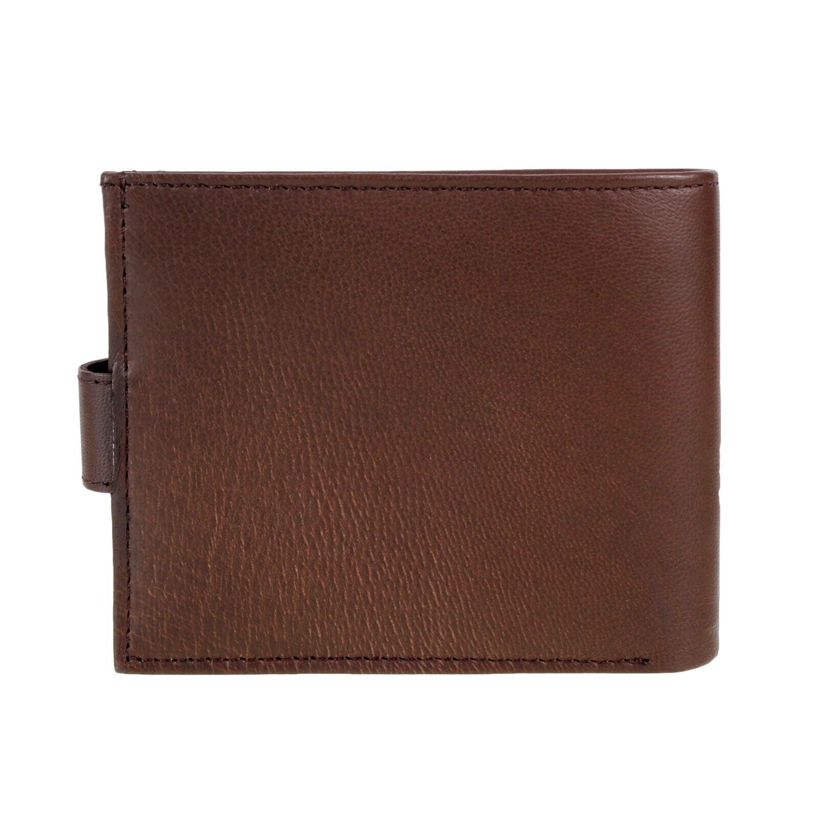Mens RFID Real Leather Wallet With Zip Pocket Coin Pouch & ID Window Brown