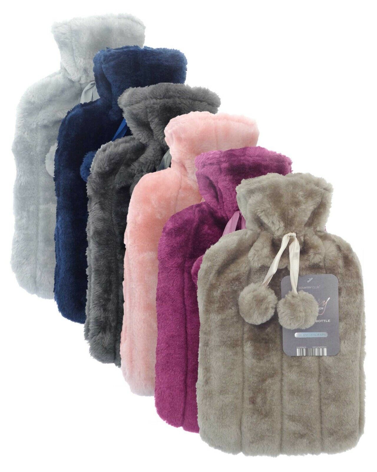 Hot Water Bottle Luxury Cosy Knitted Faux Fur Plush Jacquard Trendy 2 Litre