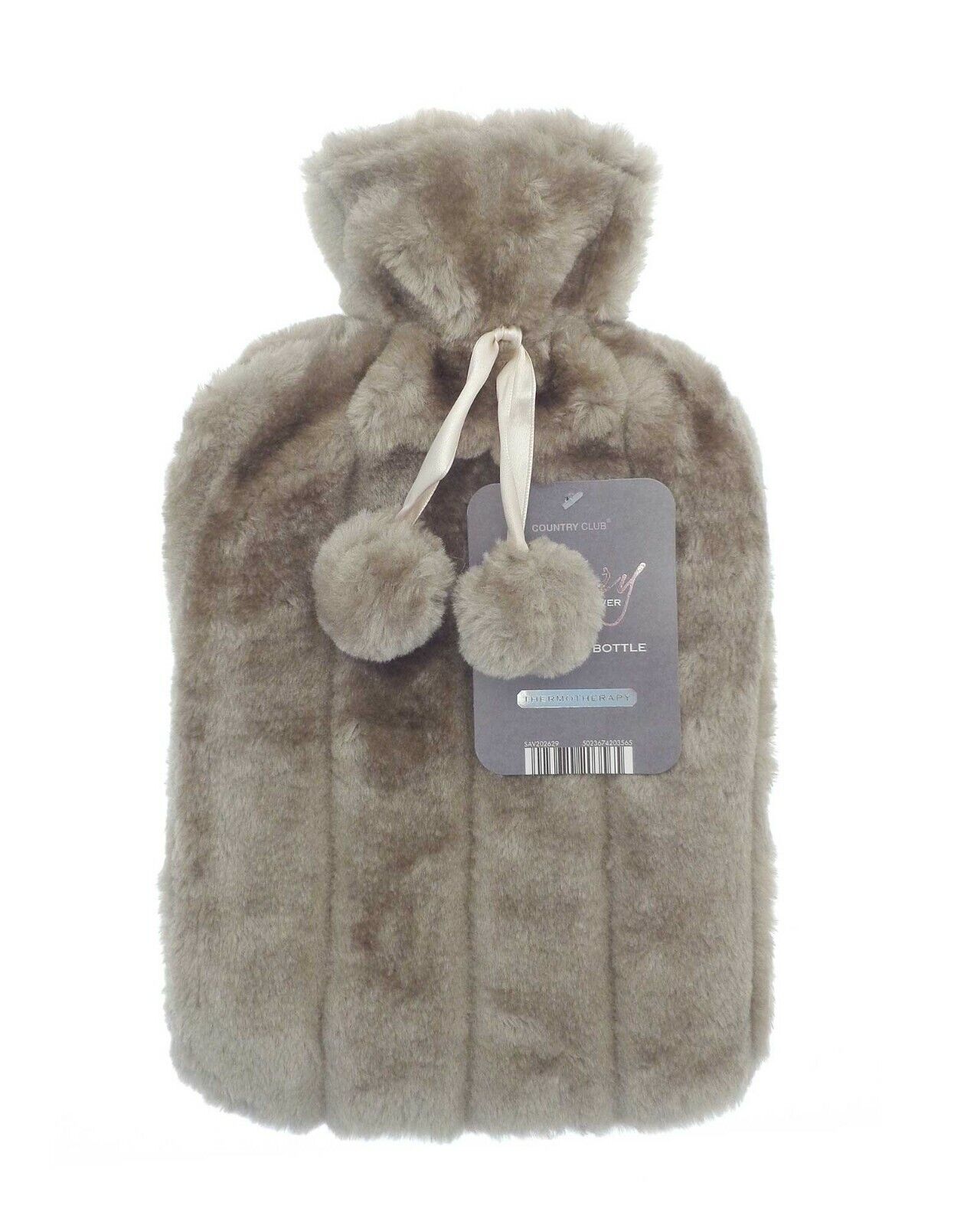 Hot Water Bottle Luxury Cosy Knitted Faux Fur Plush Jacquard Trendy 2 Litre