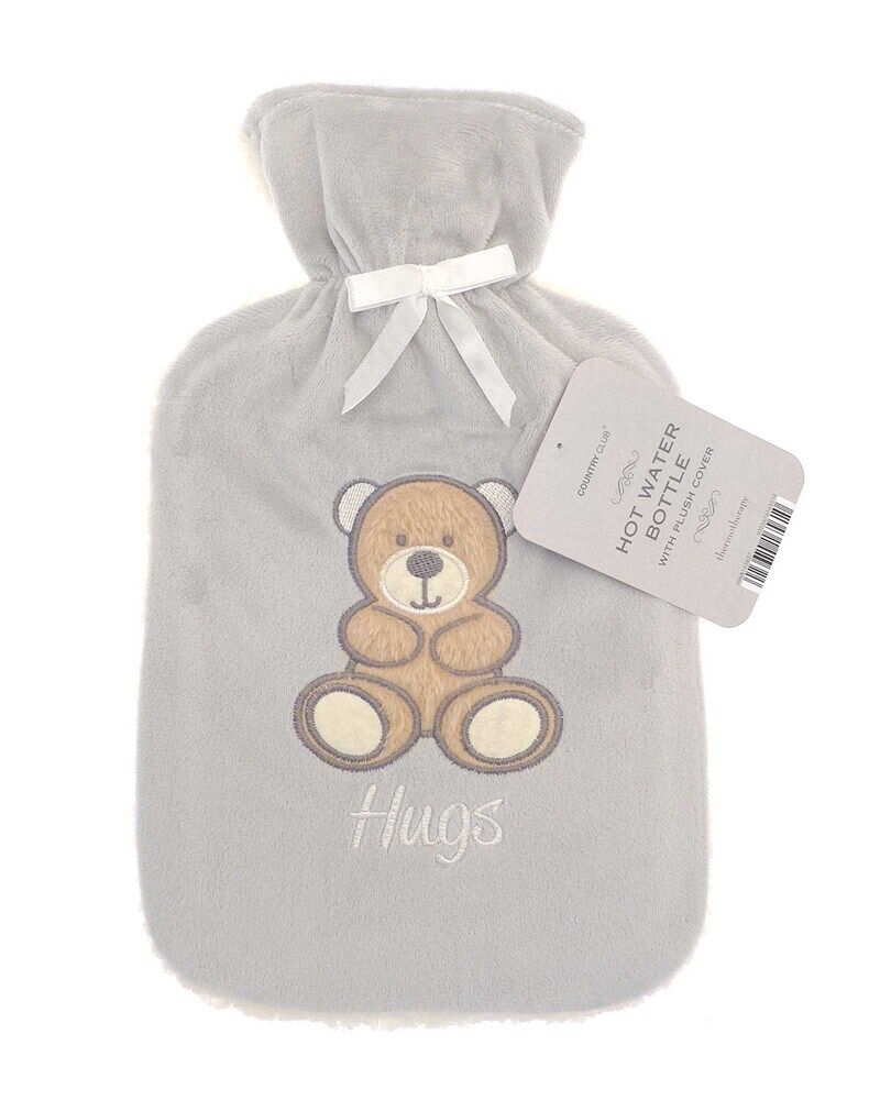 Hot Water Bottle Luxury Cosy Knitted Faux Fur Plush Jacquard Trendy 2 Litre