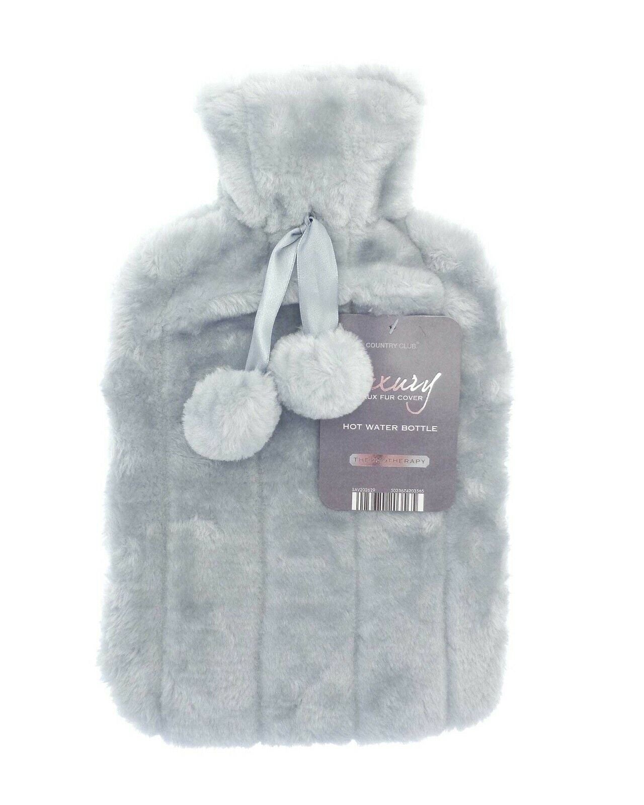 Hot Water Bottle Luxury Cosy Knitted Faux Fur Plush Jacquard Trendy 2 Litre