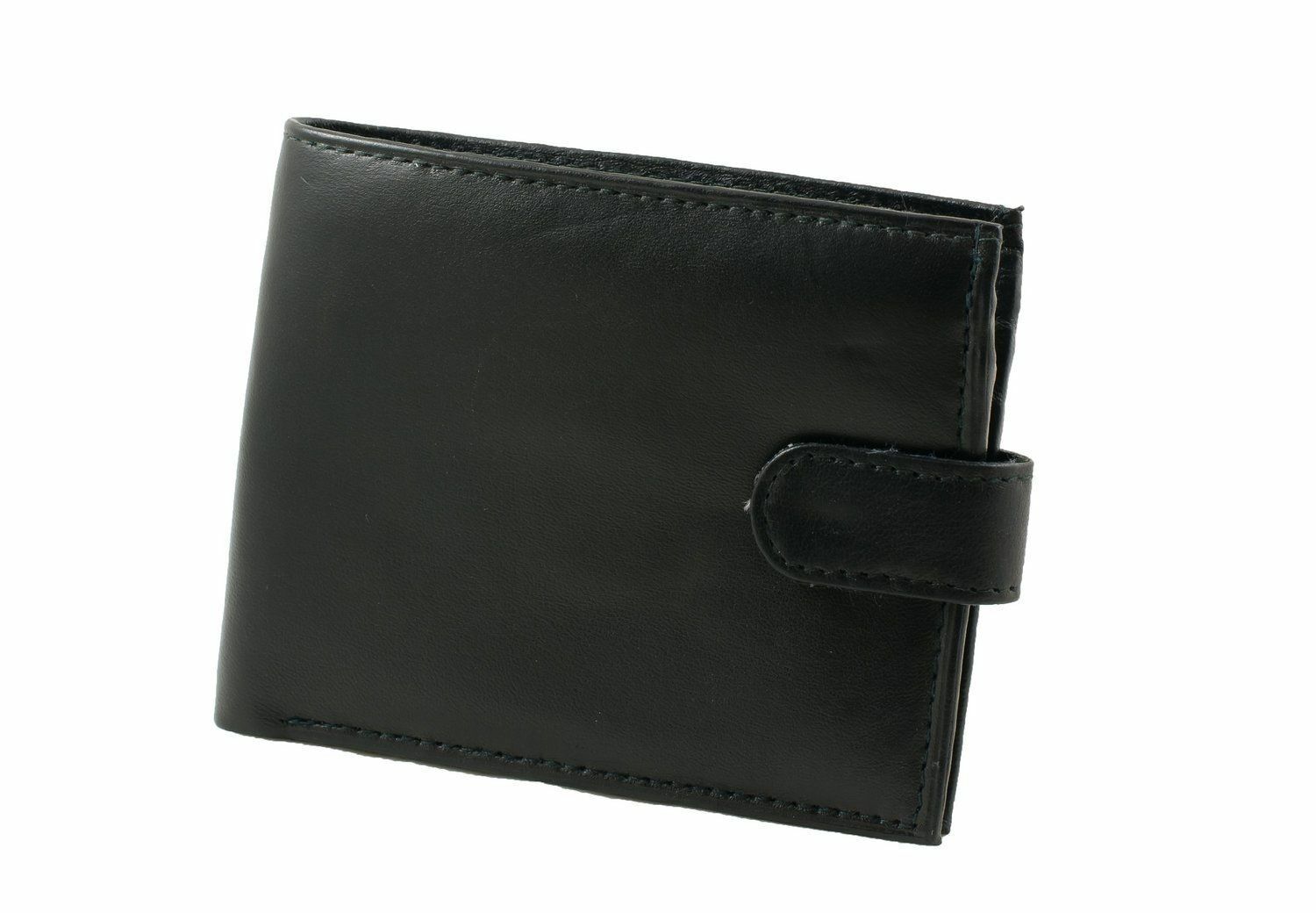MENS REAL LEATHER WALLET Black UK STOCK CASH COINS CARDS TRAVEL