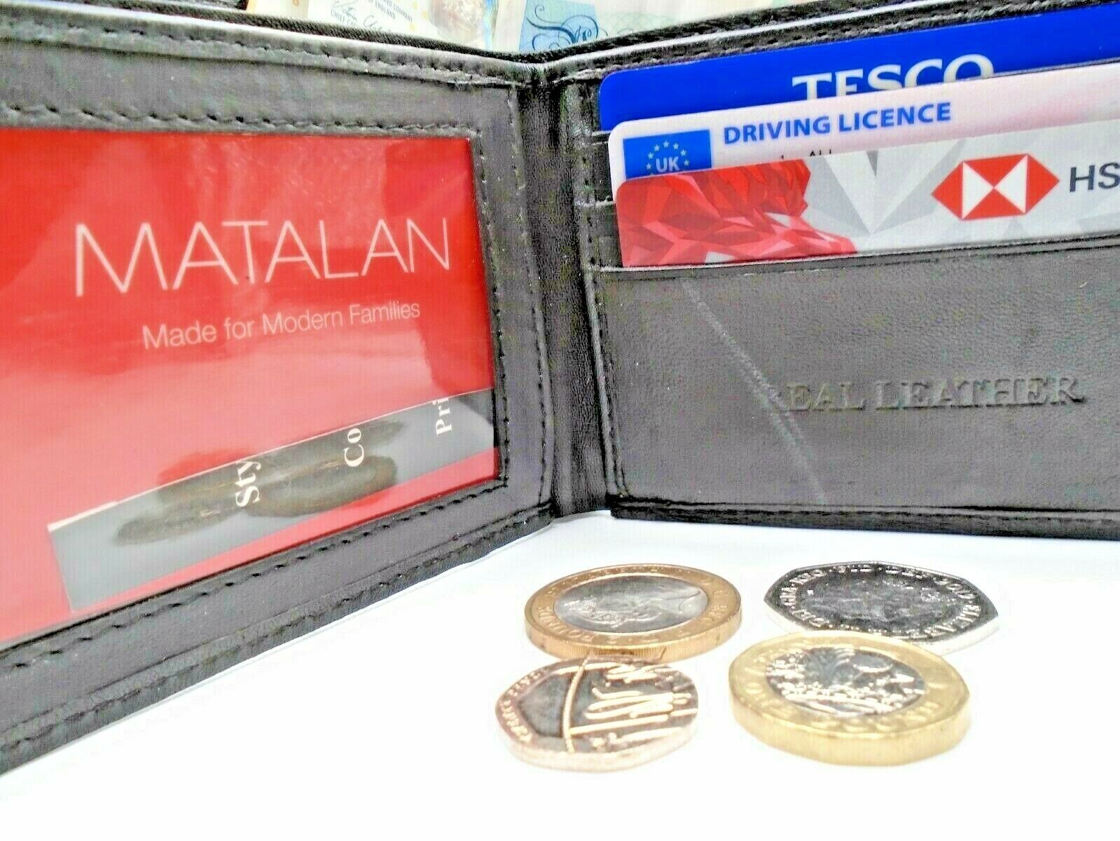 Mens Leather Wallet With Zip Pocket Coin Black