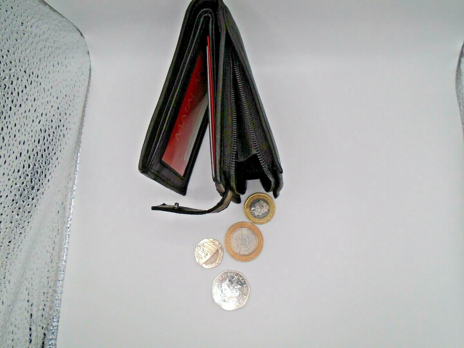 Mens Leather Wallet With Zip Pocket Coin Black