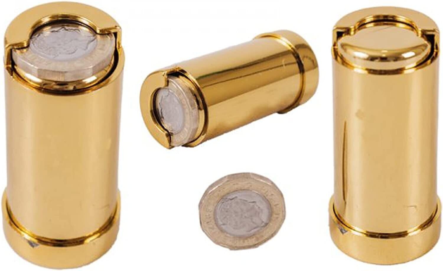 £1 COIN HOLDER one Pound cash change dispenser pocket taxi Gold tone 2PC