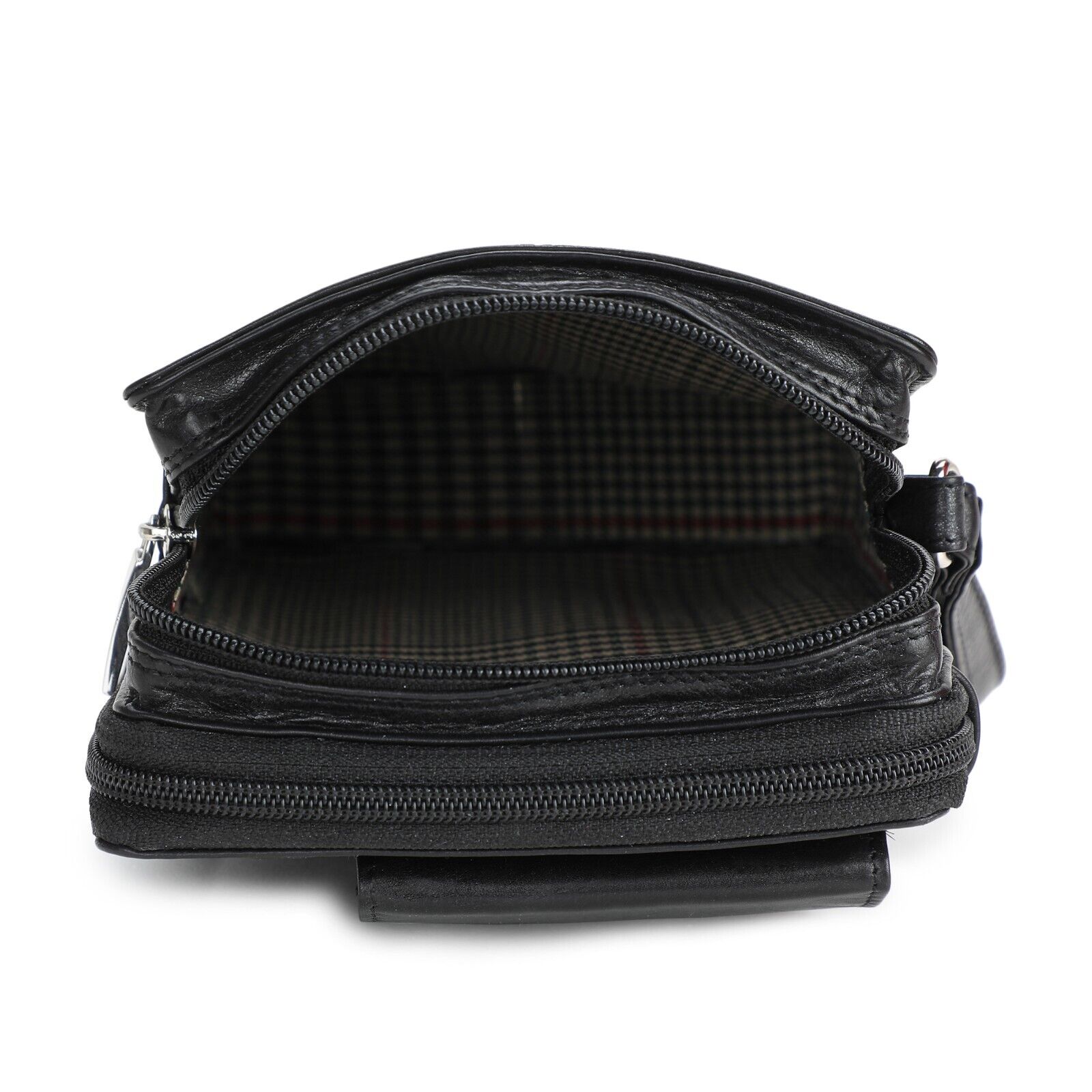 LEATHER TRAVEL BAG PASSPORT HOLIDAY BLACK LEATHER QUALITY CROSSBODY UNISEX MENS