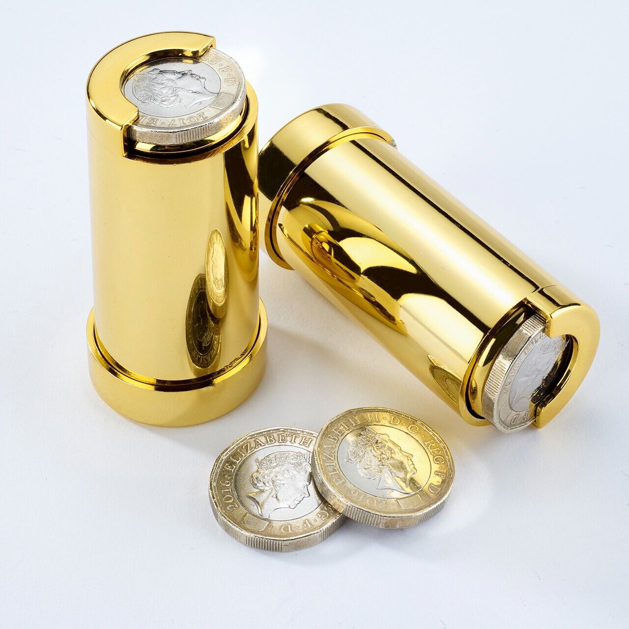 £1 COIN HOLDER one Pound Leather cash change dispenser pocket taxi Gold tone 1PC