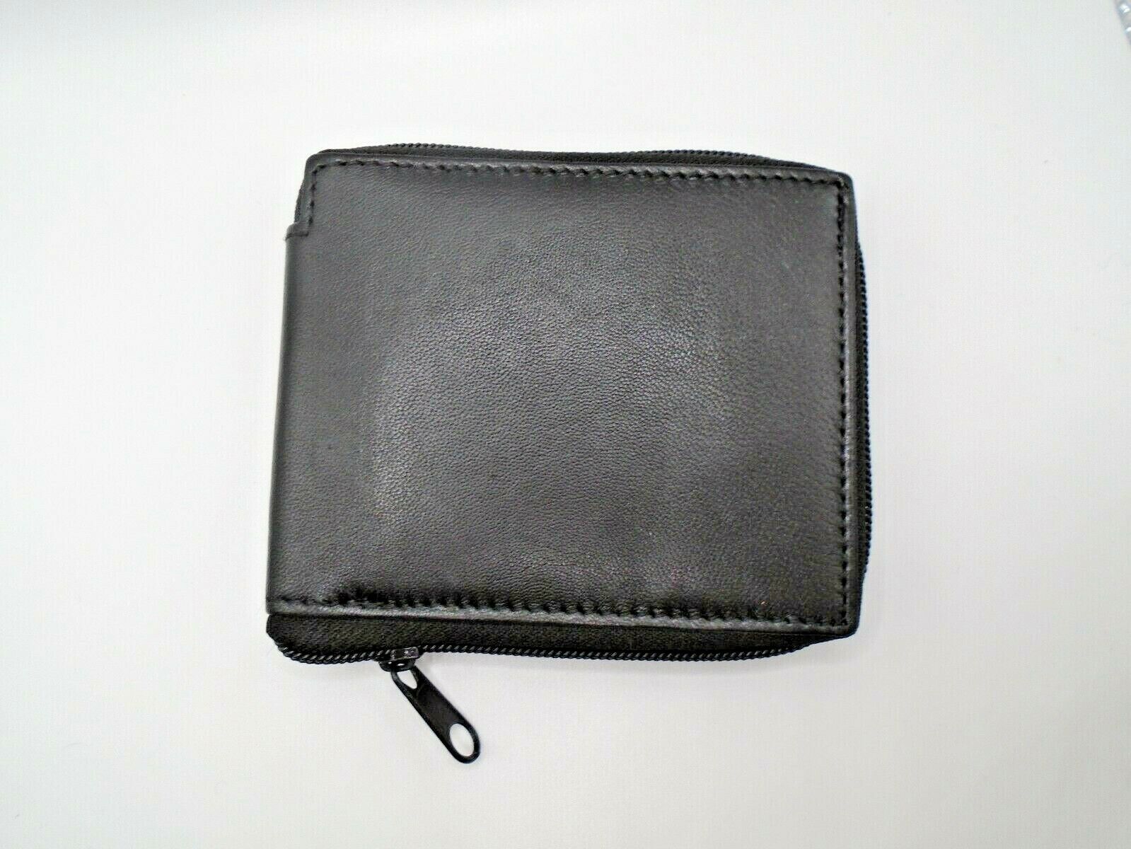 Mens Wallet Full Zip Leather Credit Card ID Coin Wallet RFID UK SELLER BLACK v